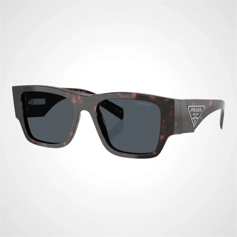 Prada Tortoiseshell Rectangular Sunglasses with Dark Gray Lenses
